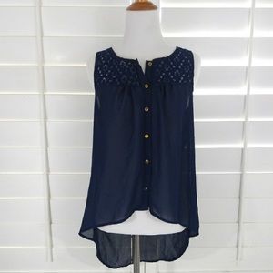 SOY blue high low sleeveless top S